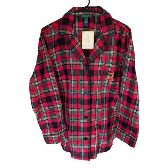 Ralph Lauren Women's Lightweight Flannel Red Pajama Set L Retail $79 Preppy Prep - Picture 1 of 14